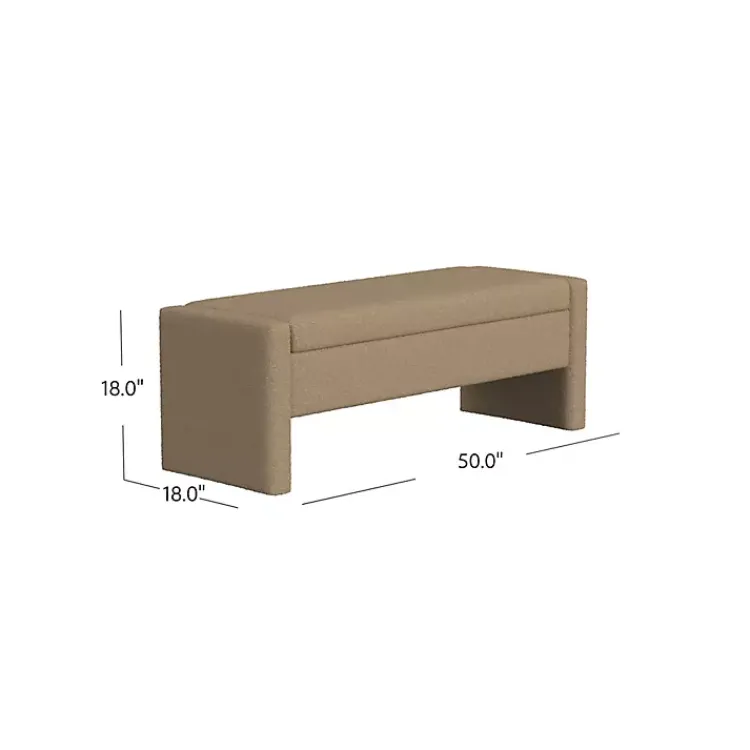 Benches & Ottomans-Kirklands Home Light Boucle Modern Storage Bench Brown