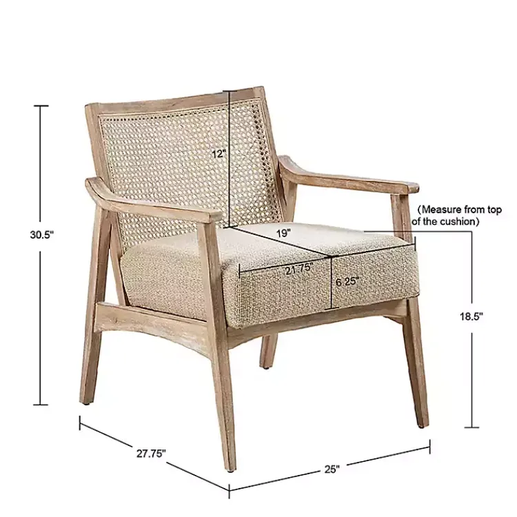 Accent Chairs-Kirklands Home Neutral Wheat Mid-Century Modern Accent Chair Tan