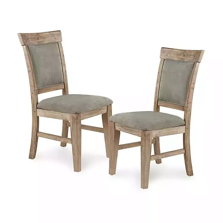 Dining Chairs-Kirklands Home Upholstered Rustic Dining Chairs, Set of 2 Gray