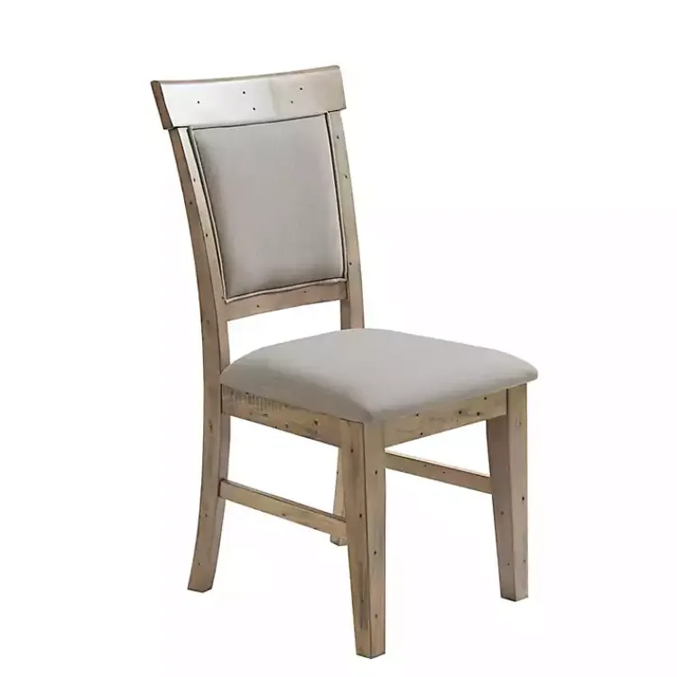 Dining Chairs-Kirklands Home Cream Upholstered Rustic Dining Chairs, Set of 2 Tan