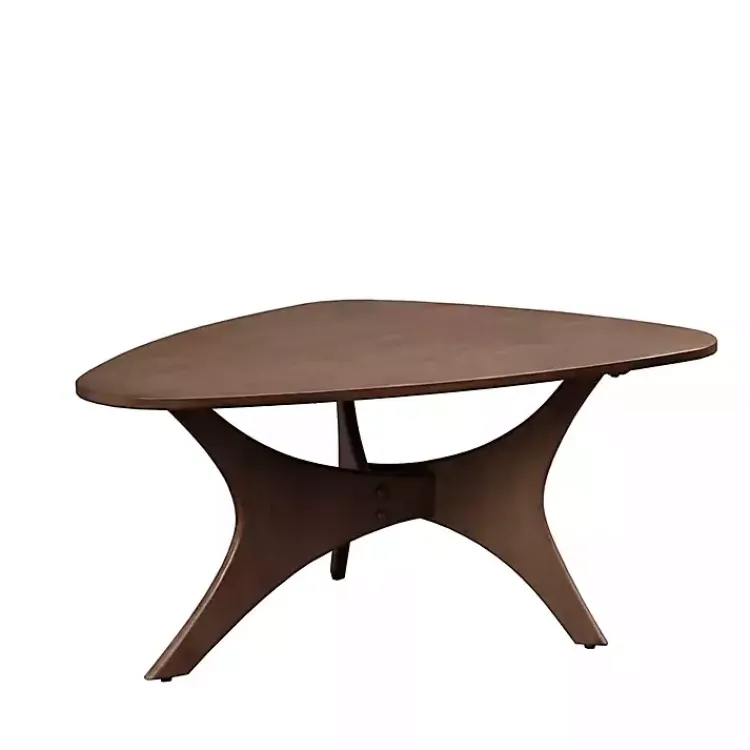 Coffee Tables-Kirklands Home Walnut Triangle Modern Coffee Table Brown