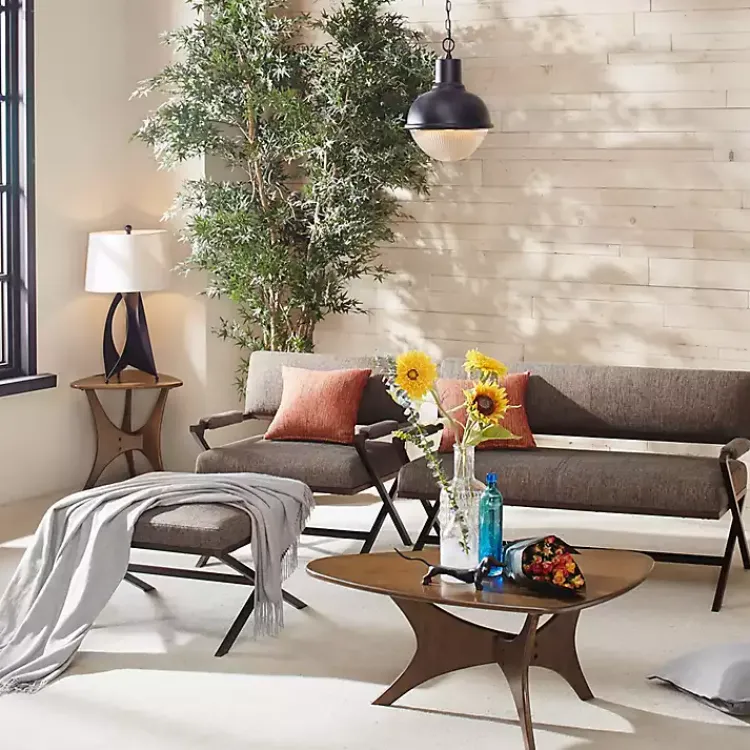 Coffee Tables-Kirklands Home Walnut Triangle Modern Coffee Table Brown