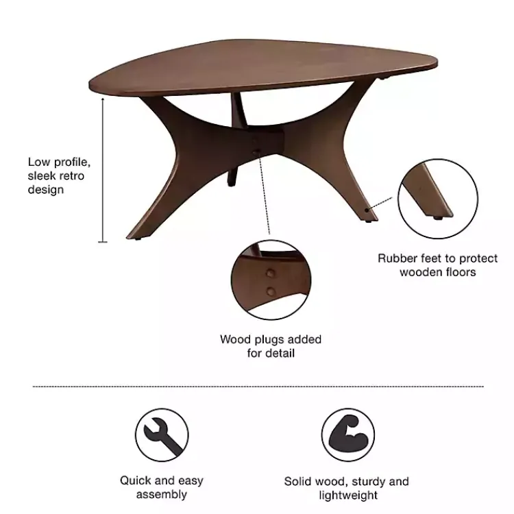 Coffee Tables-Kirklands Home Walnut Triangle Modern Coffee Table Brown