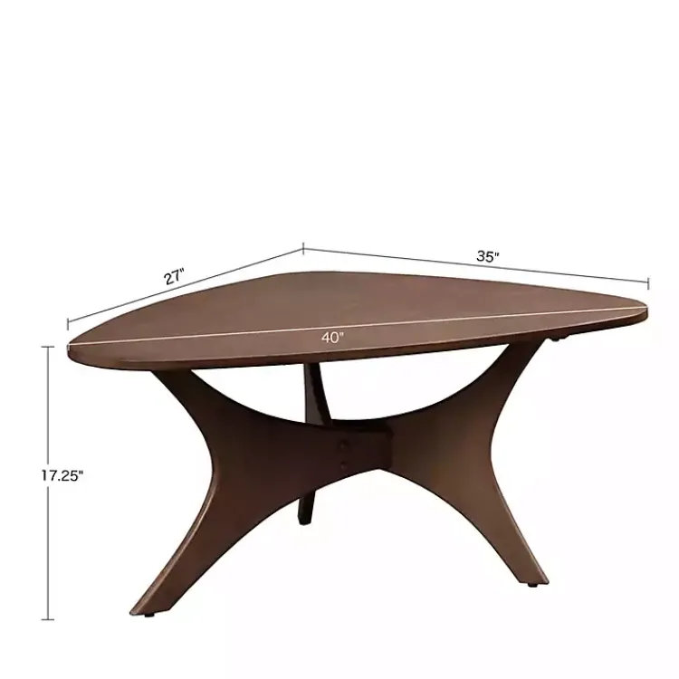 Coffee Tables-Kirklands Home Walnut Triangle Modern Coffee Table Brown