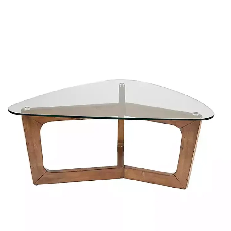 Coffee Tables-Kirklands Home Glass Triangular Walker Coffee Table Brown