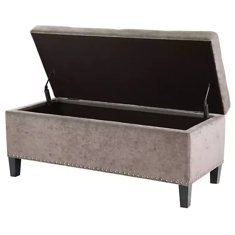 Benches & Ottomans-Kirklands Home Button Tufted Storage Bench Gray