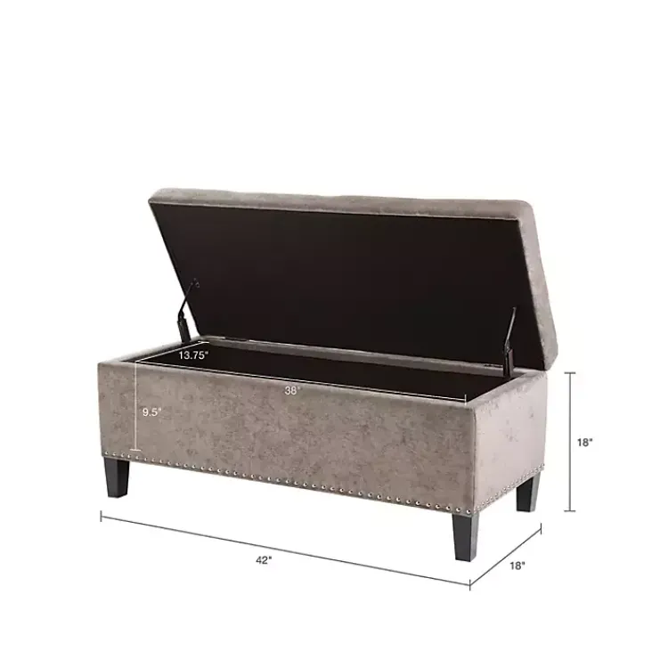 Benches & Ottomans-Kirklands Home Button Tufted Storage Bench Gray