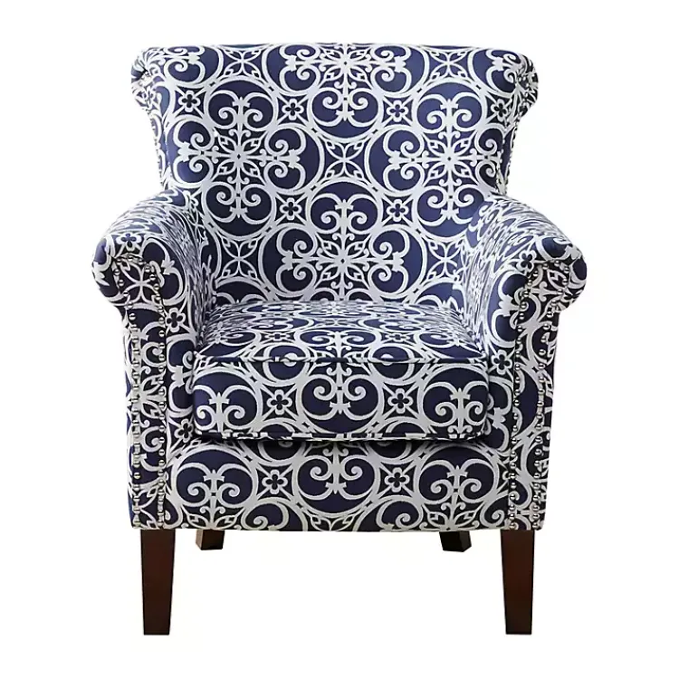 Accent Chairs-Kirklands Home Fretwork Accent Club Chair Blue