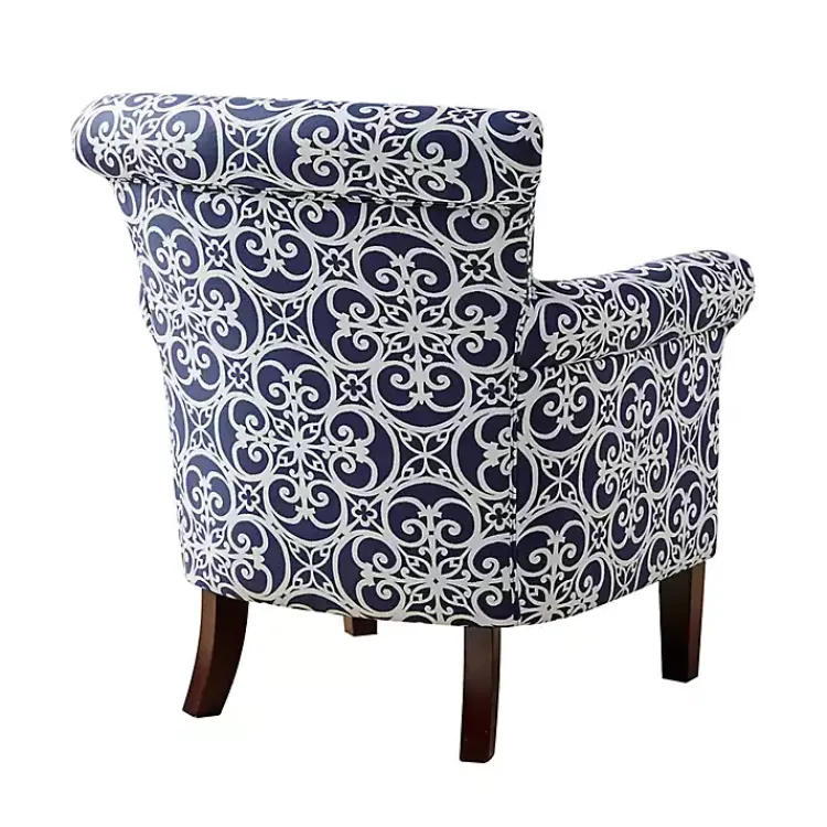 Accent Chairs-Kirklands Home Fretwork Accent Club Chair Blue