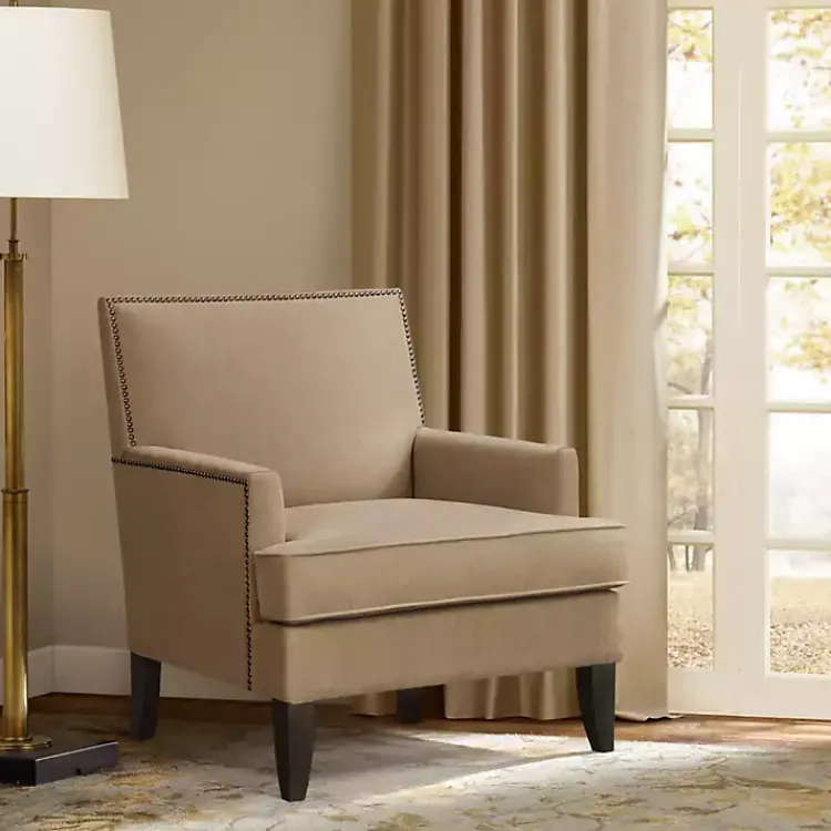 Accent Chairs-Kirklands Home Upholstered Colton Accent Chair Tan