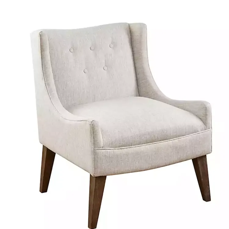 Accent Chairs-Kirklands Home Tufted Curved Accent Chair Ivory