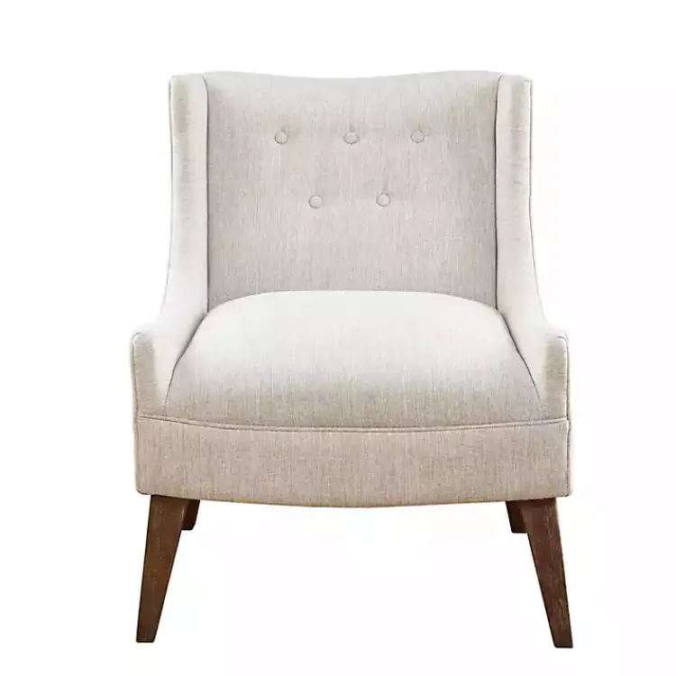 Accent Chairs-Kirklands Home Tufted Curved Accent Chair Ivory