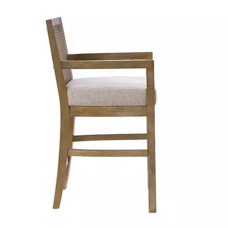 Bar Stools & Counter Height Stools-Kirklands Home Upholstered Cane Backrest Counter Stool Ivory