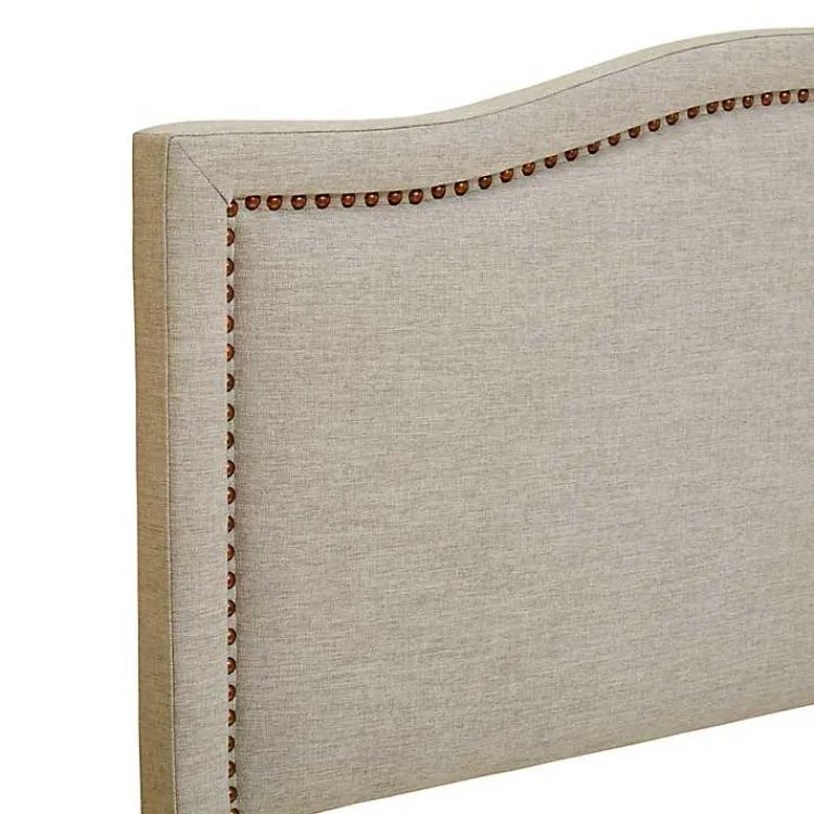 Beds & Headboards-Kirklands Home Upholstered Augusta Queen Headboard Tan