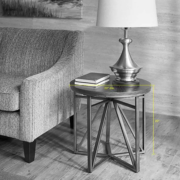 Accent & End Tables-Kirklands Home Antique Bronze Kayden Round Accent Table Black