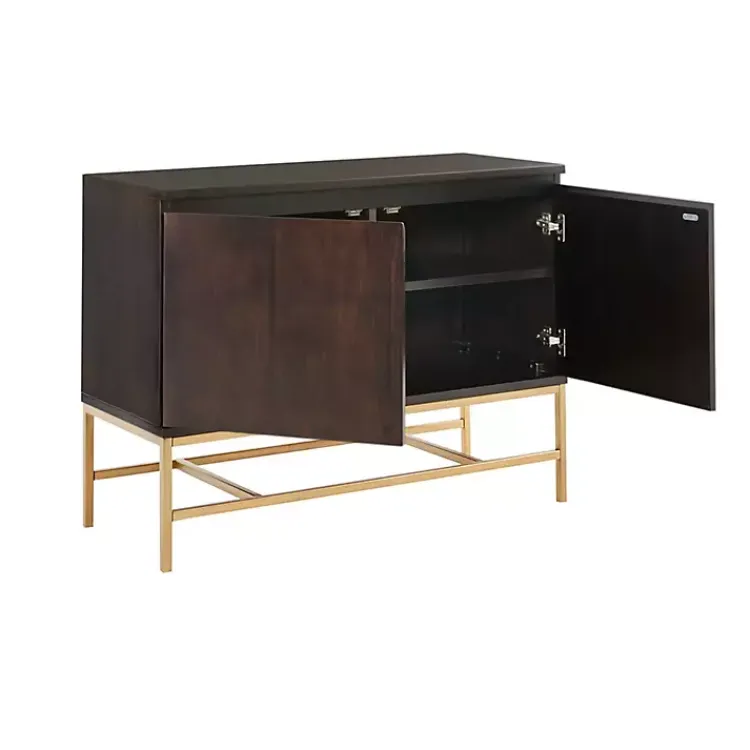 Tv Stands & Media Consoles-Kirklands Home Wood and Gold Martha Stewart Cabinet Brown