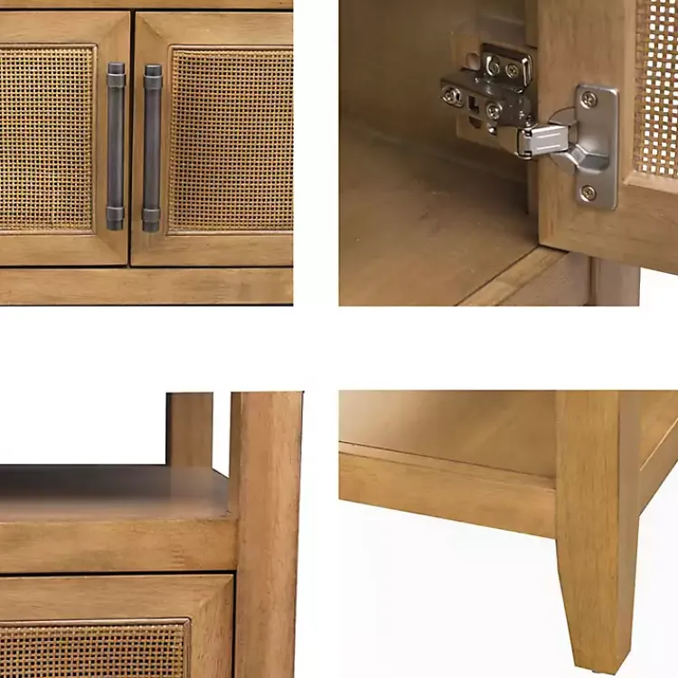 Console Tables-Kirklands Home Natural Cane Martha Sterwart Console Table Tan