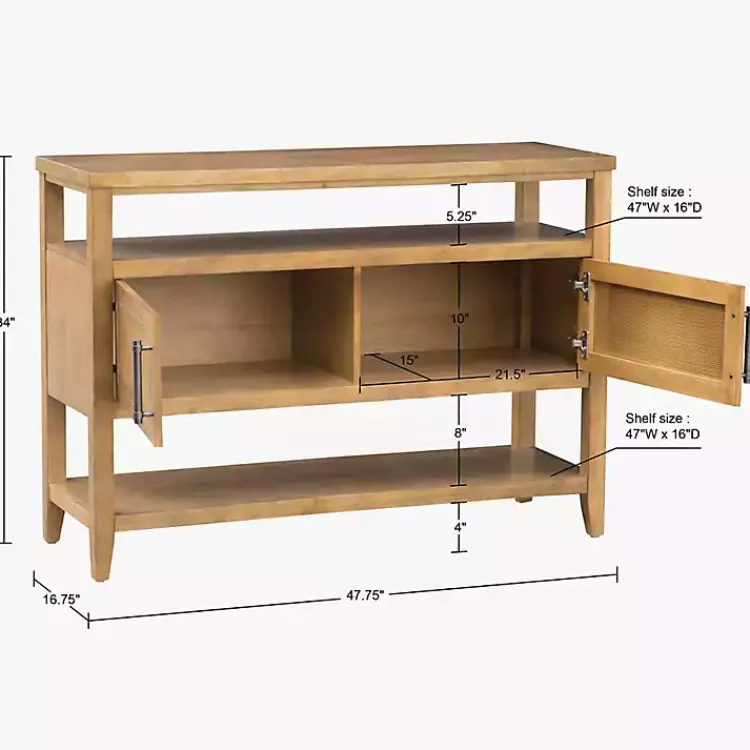 Console Tables-Kirklands Home Natural Cane Martha Sterwart Console Table Tan