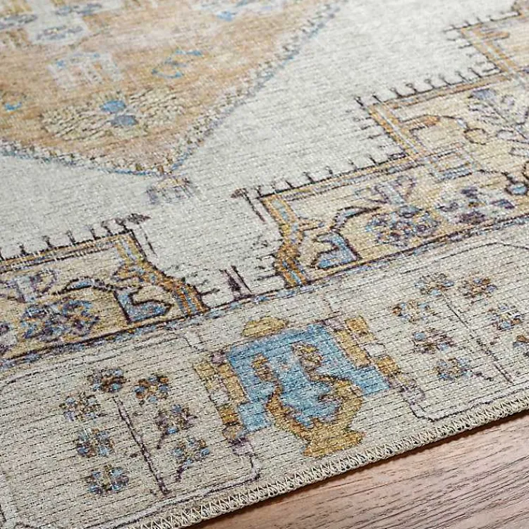 Area Rugs-Kirklands Home Amelie Yellow Traditional Washable Area Rug, 7x10