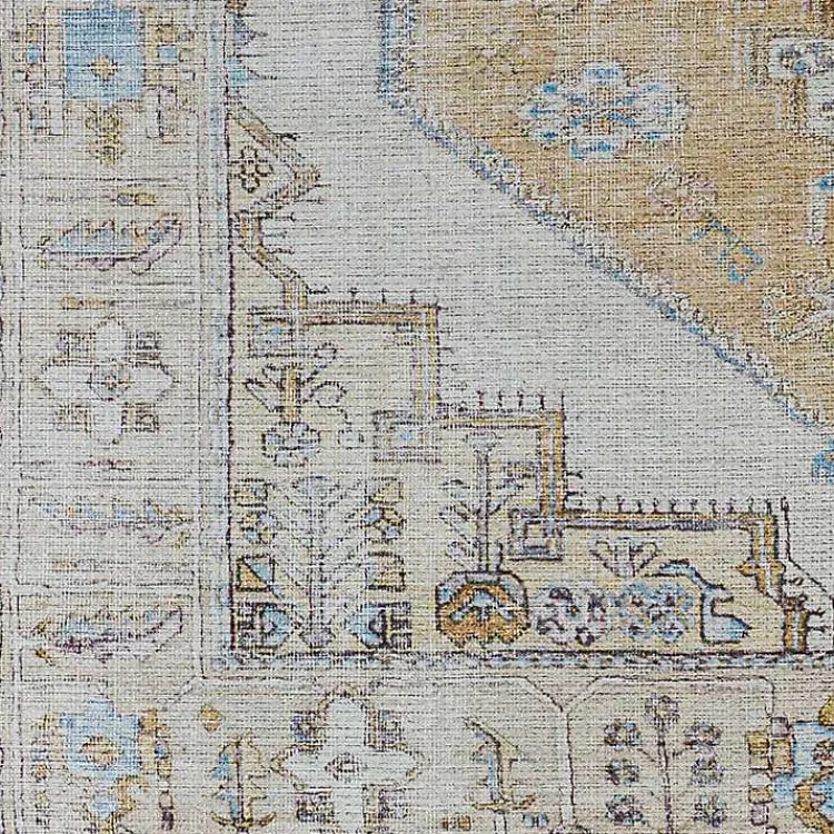 Area Rugs-Kirklands Home Amelie Yellow Traditional Washable Area Rug, 7x10