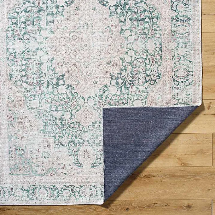 Area Rugs-Kirklands Home Amelie Green Traditional Washable Area Rug, 7x10