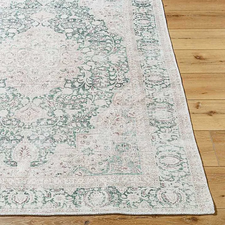Area Rugs-Kirklands Home Amelie Green Traditional Washable Area Rug, 7x10