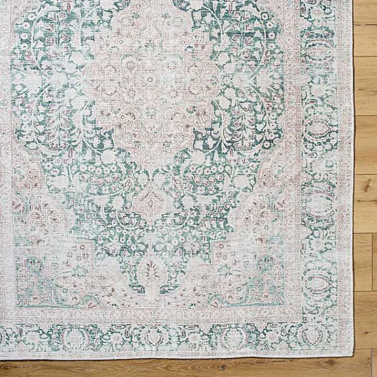 Area Rugs-Kirklands Home Amelie Green Traditional Washable Area Rug, 7x10
