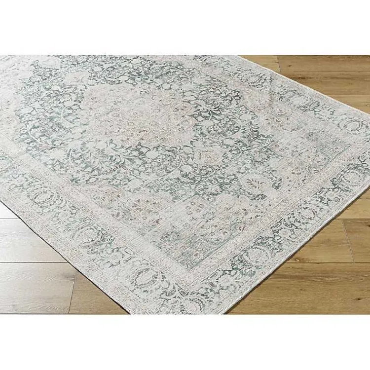 Area Rugs-Kirklands Home Amelie Green Traditional Washable Area Rug, 7x10