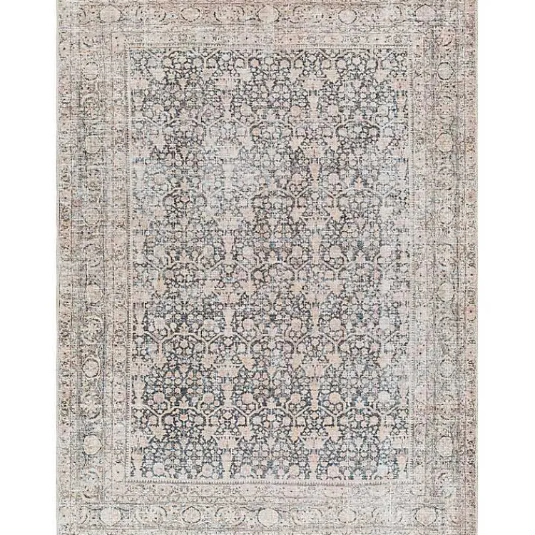 Area Rugs-Kirklands Home Amelie Black Traditional Washable Area Rug, 6x9