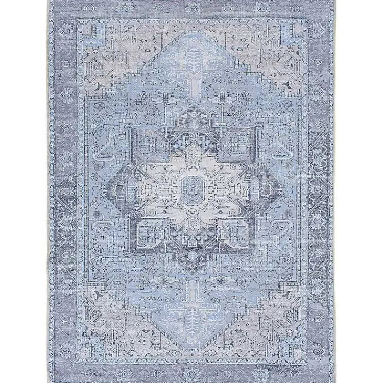 Area Rugs-Kirklands Home Amelie Silver Classic Washable Area Rug, 7x10 Blue