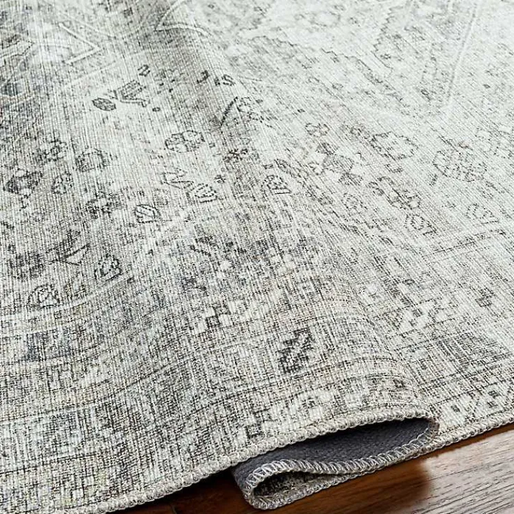 Area Rugs-Kirklands Home Cream Traditional Washable Area Rug, 5x7 Ivory