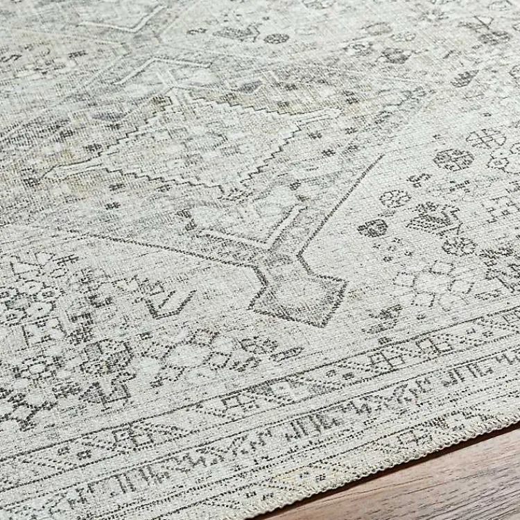 Area Rugs-Kirklands Home Cream Traditional Washable Area Rug, 7x10 Ivory