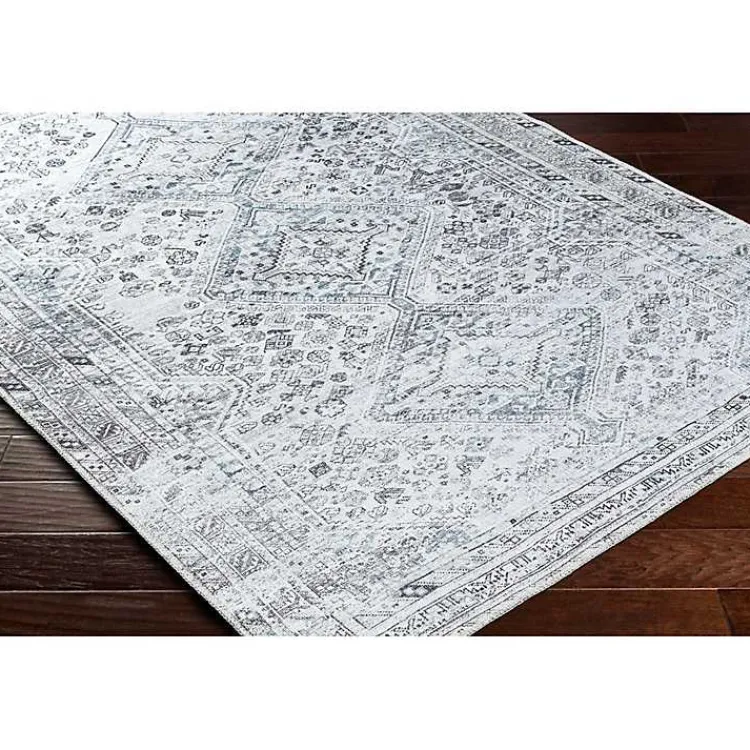 Area Rugs-Kirklands Home Traditional Washable Area Rug, 5x7 Blue