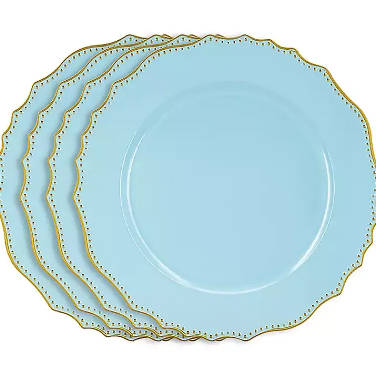 Serving & Entertaining-Kirklands Home Scalloped Beaded Rim Chargers, Set of 4 Blue