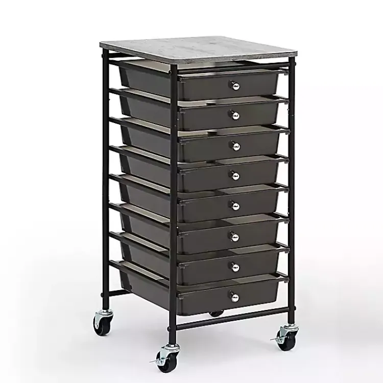 Office Furniture-Kirklands Home 8-Drawer Rolling Storage Cart Black