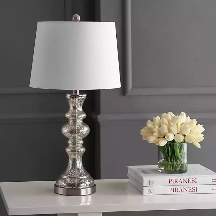 Table Lamps-Kirklands Home Mercury Glass Jaiden Table Lamp White