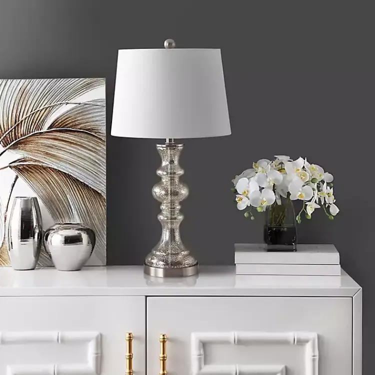 Table Lamps-Kirklands Home Mercury Glass Jaiden Table Lamp White