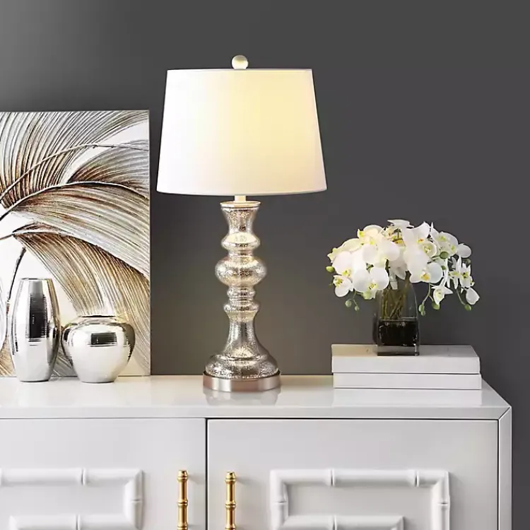 Table Lamps-Kirklands Home Mercury Glass Jaiden Table Lamp White