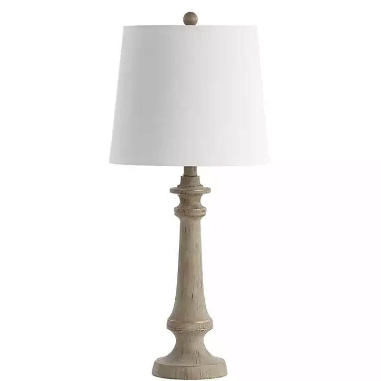 Table Lamps-Kirklands Home Tan Tapered Column Rhett Table Lamp White