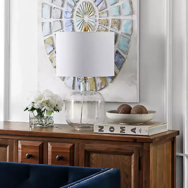 Table Lamps-Kirklands Home Seeded Glass Armena Table Lamp White