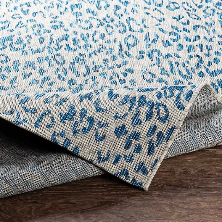 Outdoor Rugs-Kirklands Home Cauli Leopard Print Outdoor Rug, 4x5 Blue