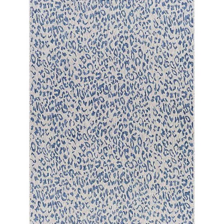 Outdoor Rugs-Kirklands Home Cauli Leopard Print Outdoor Rug, 7x10 Blue