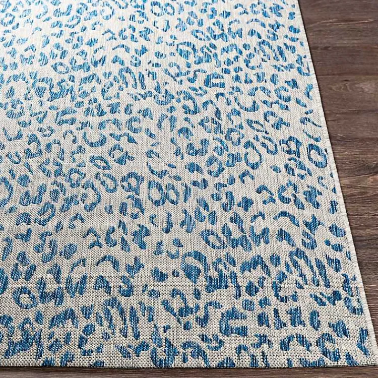 Outdoor Rugs-Kirklands Home Cauli Leopard Print Outdoor Rug, 7x10 Blue