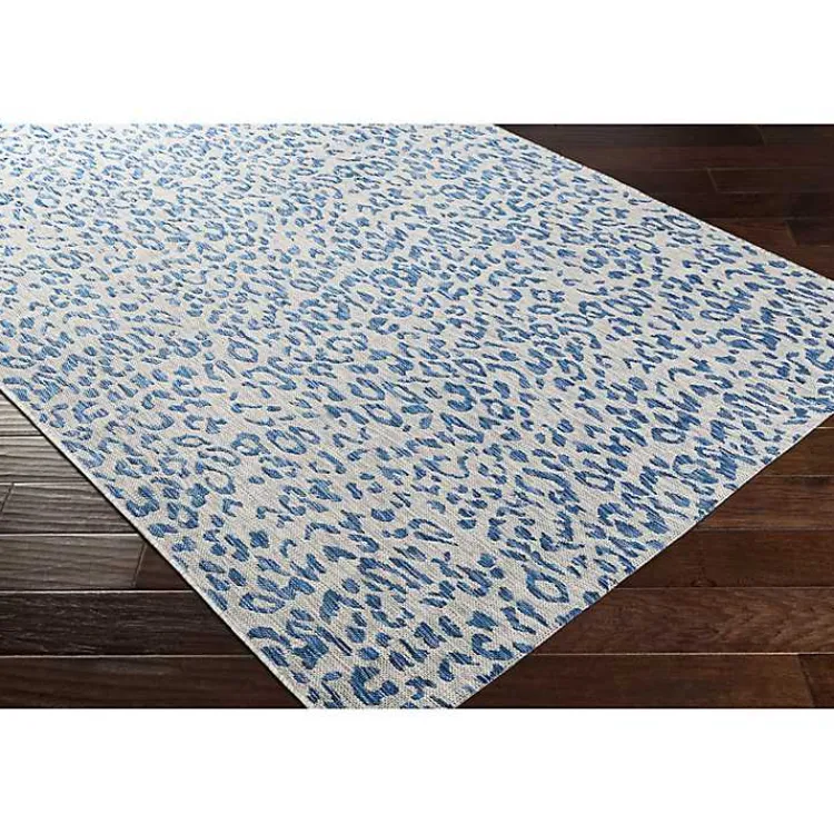 Outdoor Rugs-Kirklands Home Cauli Leopard Print Outdoor Rug, 7x10 Blue