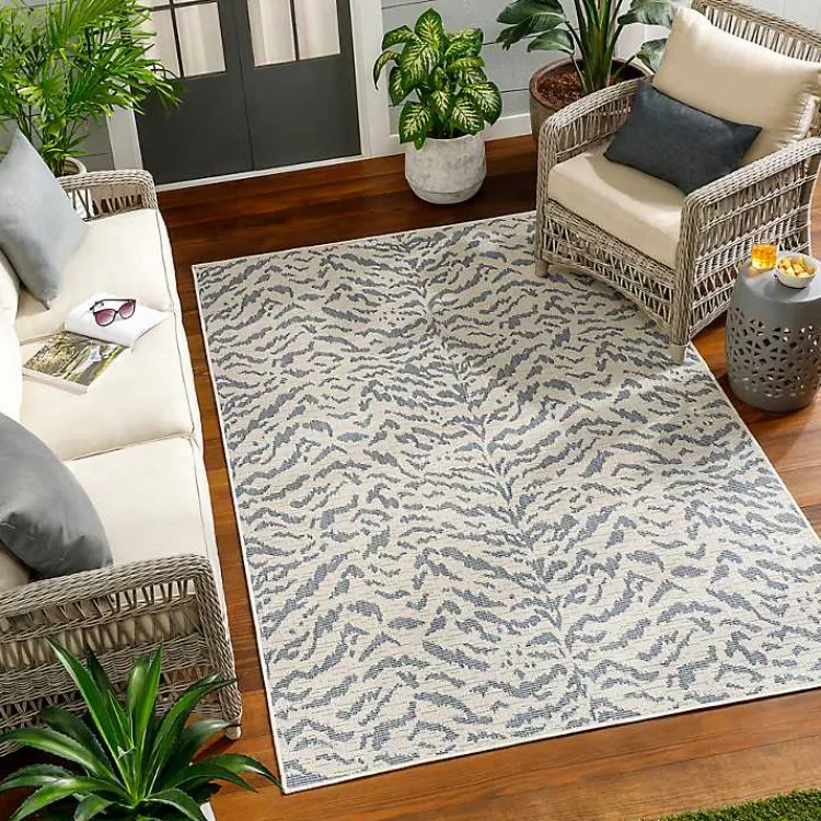 Outdoor Rugs-Kirklands Home Blue Ravello Outdoor Rug, 5x7