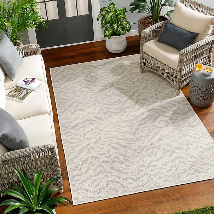 Outdoor Rugs-Kirklands Home Gray Ravello Outdoor Rug, 7x10