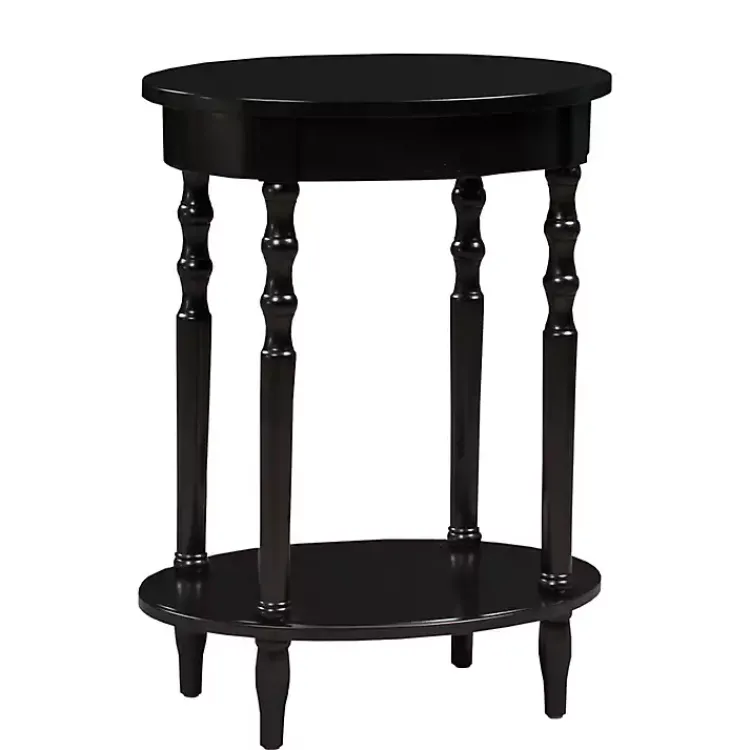 Accent & End Tables-Kirklands Home Spindle Legs Oval Accent Table Black