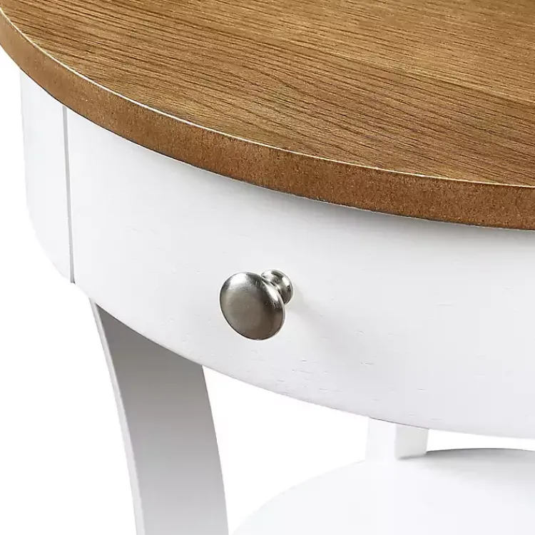 Accent & End Tables-Kirklands Home Wood & White Curved Legs Round Drawer Accent Table Brown