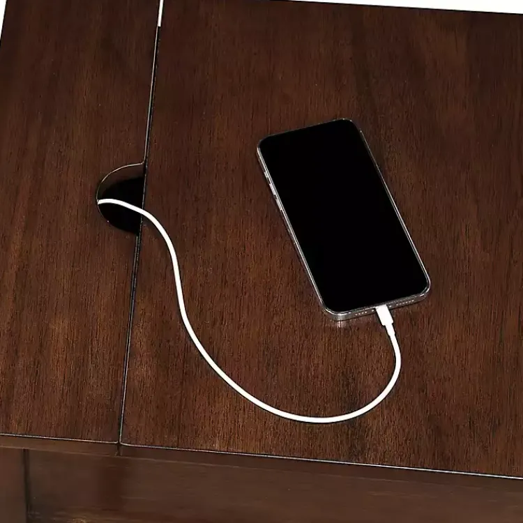 Accent & End Tables-Kirklands Home Wood Charging Traditional Accent Table Brown