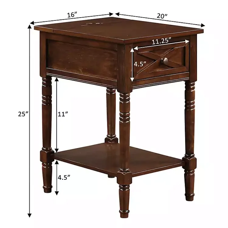 Accent & End Tables-Kirklands Home Wood Charging Traditional Accent Table Brown